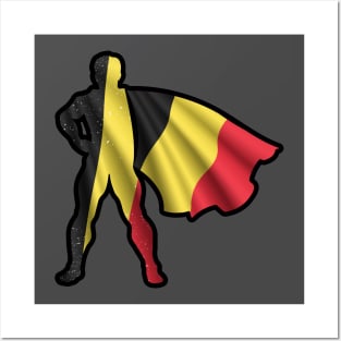 Belgium Hero Wearing Cape of Belgian Flag and Peace in Belgium Posters and Art